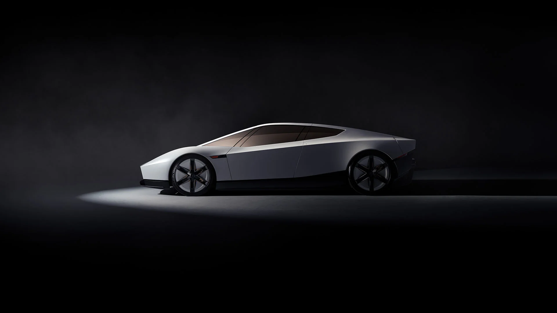 Side profile of the next-gen 2028 Tesla Roadster with and without Active Aerodynamics (animated).