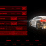 Next-gen Tesla Roadster's Track Mode user interface (UI) on the center touchscreen with custom ride settings for suspension, aerodynamics, acceleration, and handling.