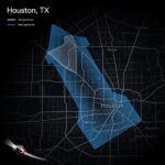 Starship-shaped Tesla Robotaxi Houston geofence map expanded by the automaker on 27th October, 2026.